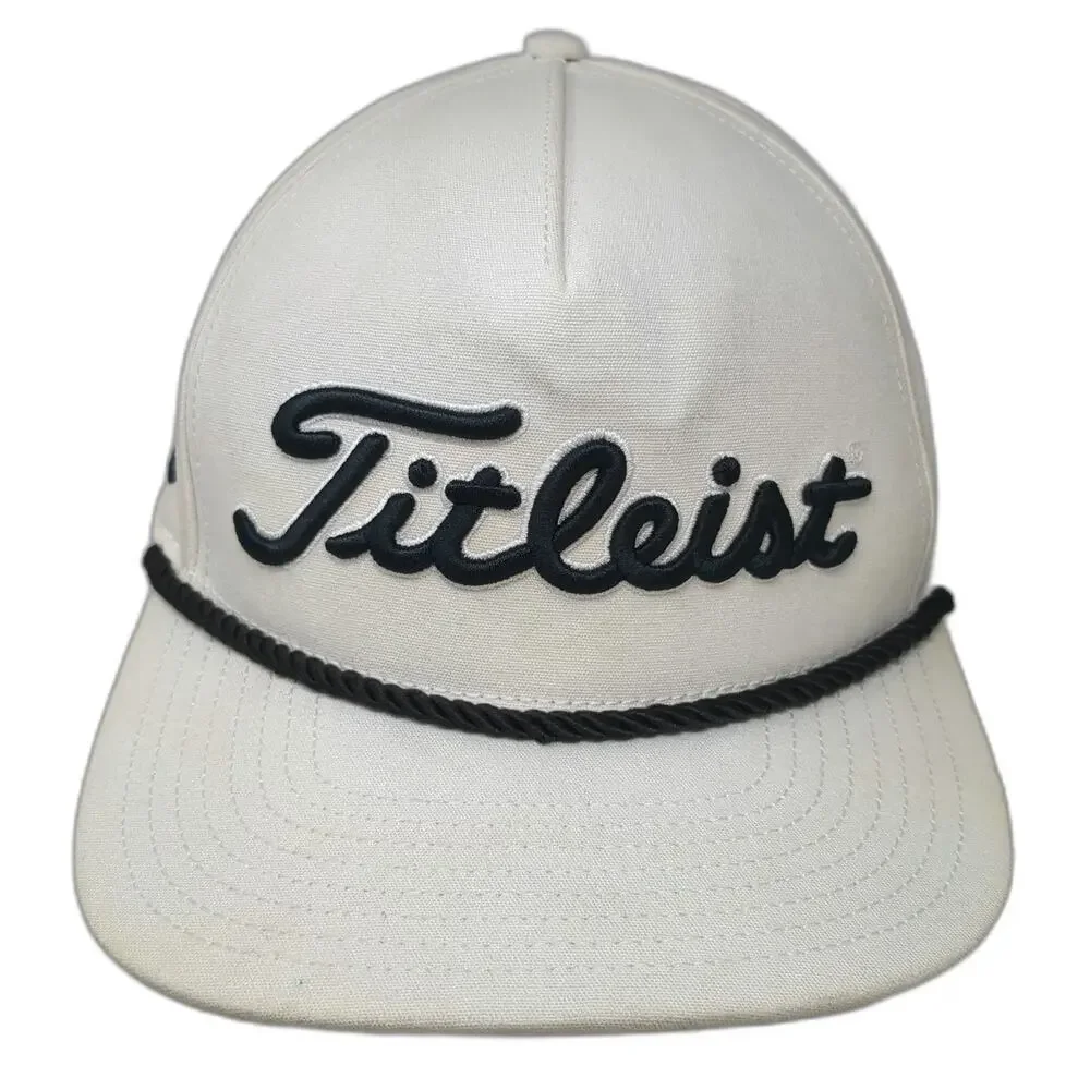 Titleist 5 Panel White Hat One Size Rope Snapback Golf Pro V1 FootJoy Embroidery